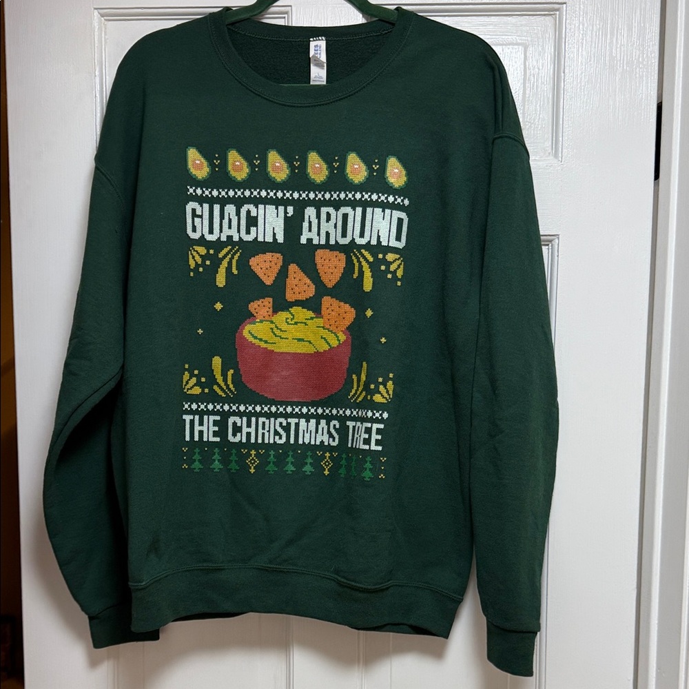 Jerzees Dark Green Guacamole Christmas Sweatshirt-L